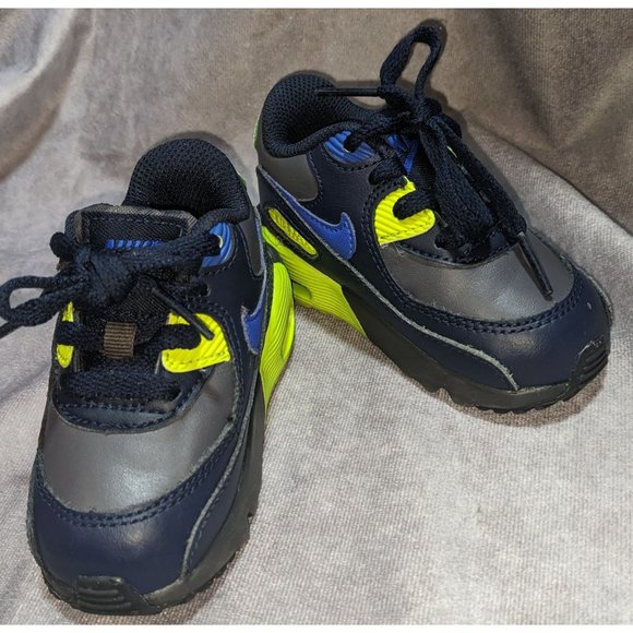 Nike Air Max 90 LTR GS Dark Grey/Hyper Royal/Volt - Picture 5 of 7